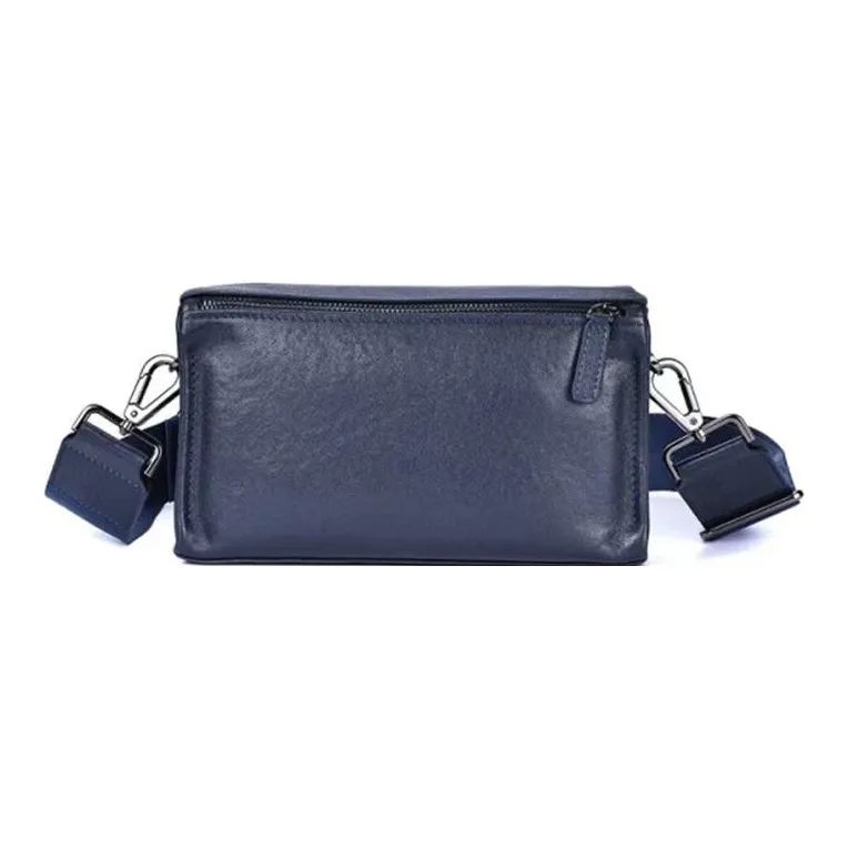 Hush Puppies Top Grain Cow Leather Small Square Bag Handheld Crossbody Bag Shoulder Bag Medium Size Men's Black-4