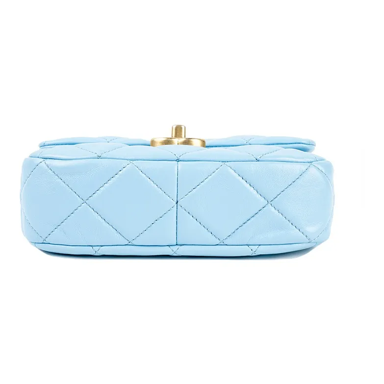 CHANEL Lambskin Mini Square Flap Bag, Flap Bag, Crossbody Bag, Shoulder Bag Mini Women's Sky Blue-3