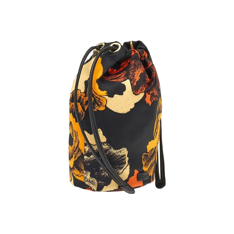 FERRAGAMO CAGE Leather Storage Bag Women's Black-1