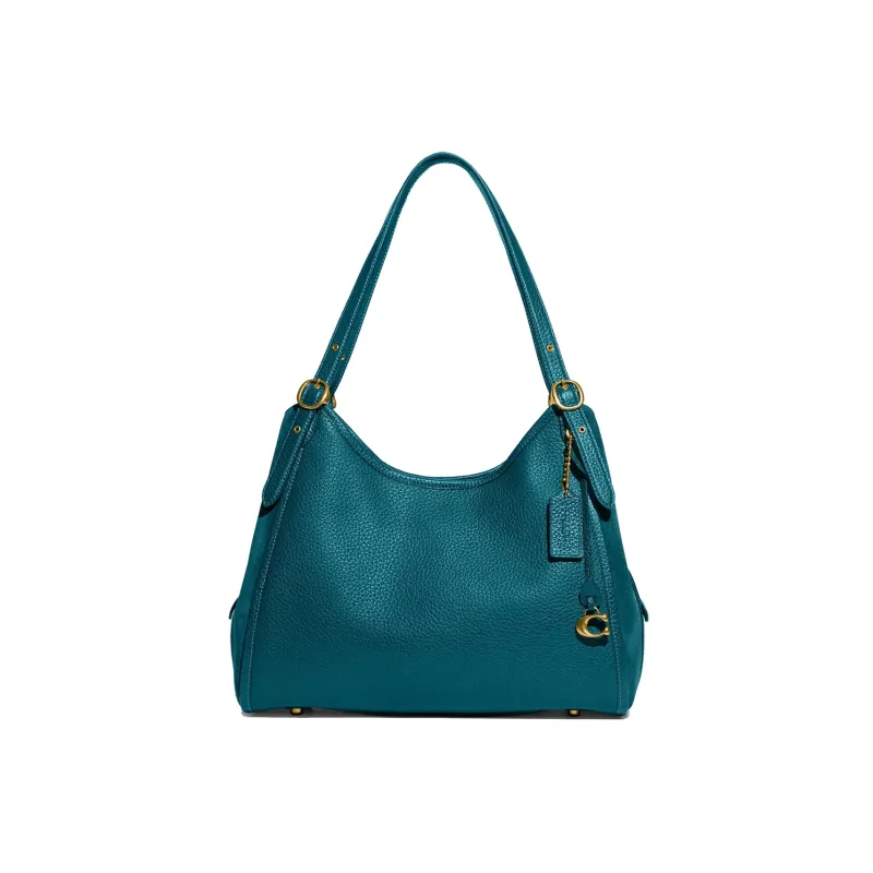 COACH Lori Soft Grain Leather With Suede Shoulder Bag, Handbag, Shoulder Bag Women's Blue-0