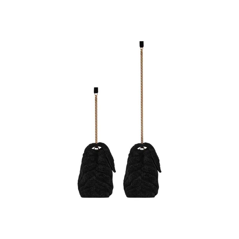 SAINT LAURENT LOULOU Calfskin With Sheepskin Suede Handbag Shoulder Bag Women's Black-3