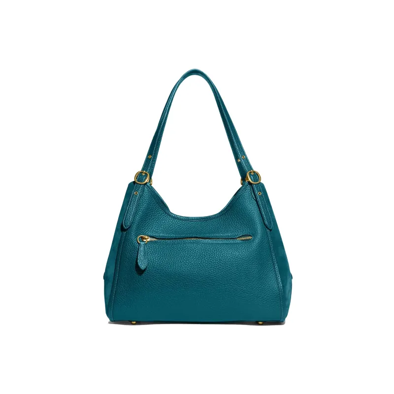 COACH Lori Soft Grain Leather With Suede Shoulder Bag, Handbag, Shoulder Bag Women's Blue-2