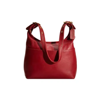 COACH Leather Hobo Bag, Shoulder Bag, Crossbody Bag Tubas Women's Red