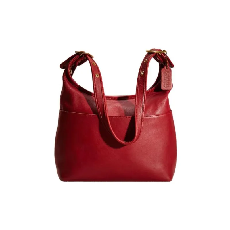 COACH Leather Hobo Bag, Shoulder Bag, Crossbody Bag Tubas Women's Red-0