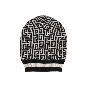 BALMAIN Wool Beanies Unisex Black/Ivory