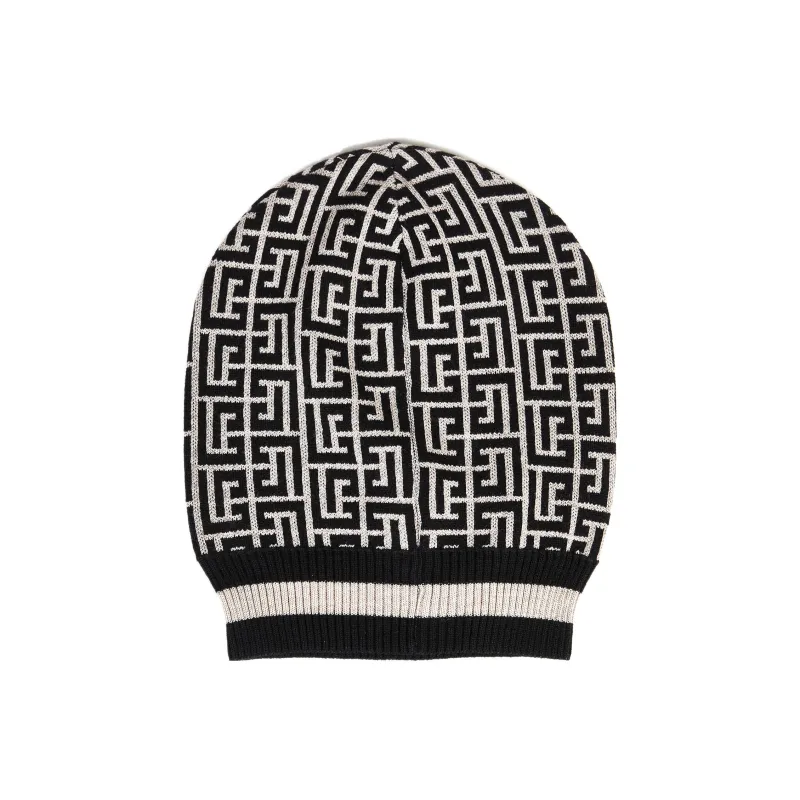 BALMAIN Wool Beanies Unisex Black/Ivory-0