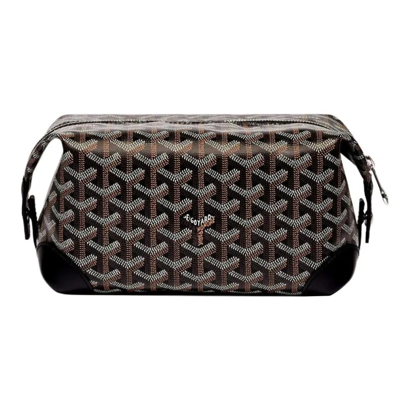 GOYARD Canvas With Heifer Skin Travel Bag Toiletry Bag Regular Unisex Black-0