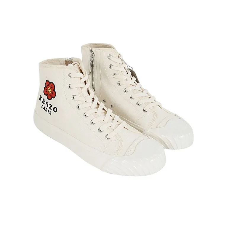 KENZO School High Top Trainers Paris Logo Cream-2