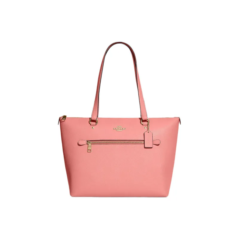 COACH Gallery Cross Stitch Leather Tote Bag Shopping Bag Handbag Shoulder Bag Women's Pink-0