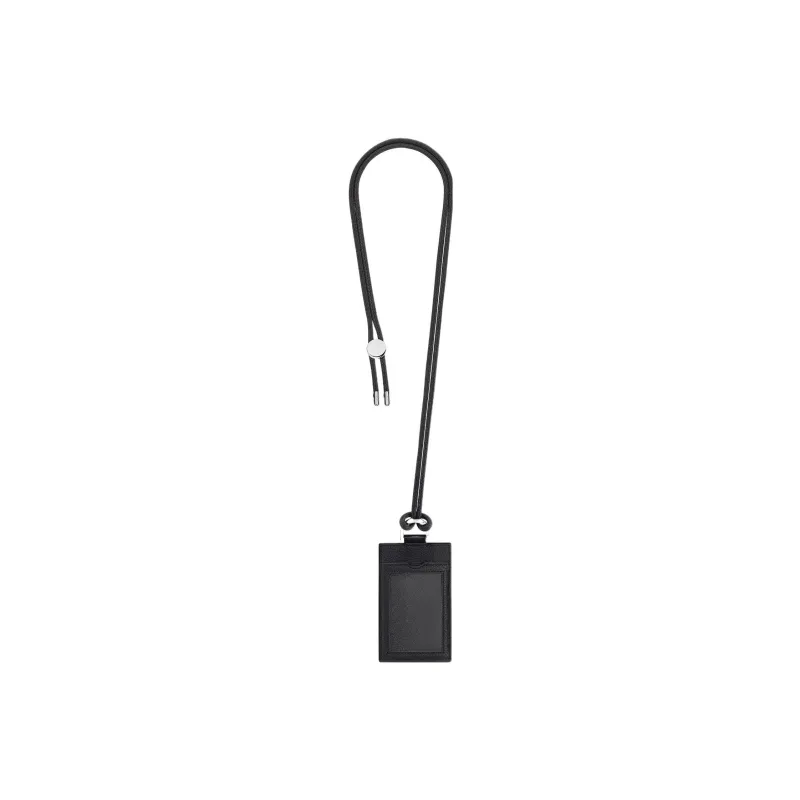 DIOR Grained Cow Leather With Fabric Card Clip Card Holder Men's Black-2