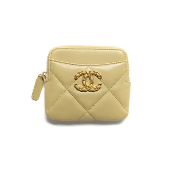 CHANEL 19Bag22K Fall And Winter Lambskin Coin Purse Women's Light Green