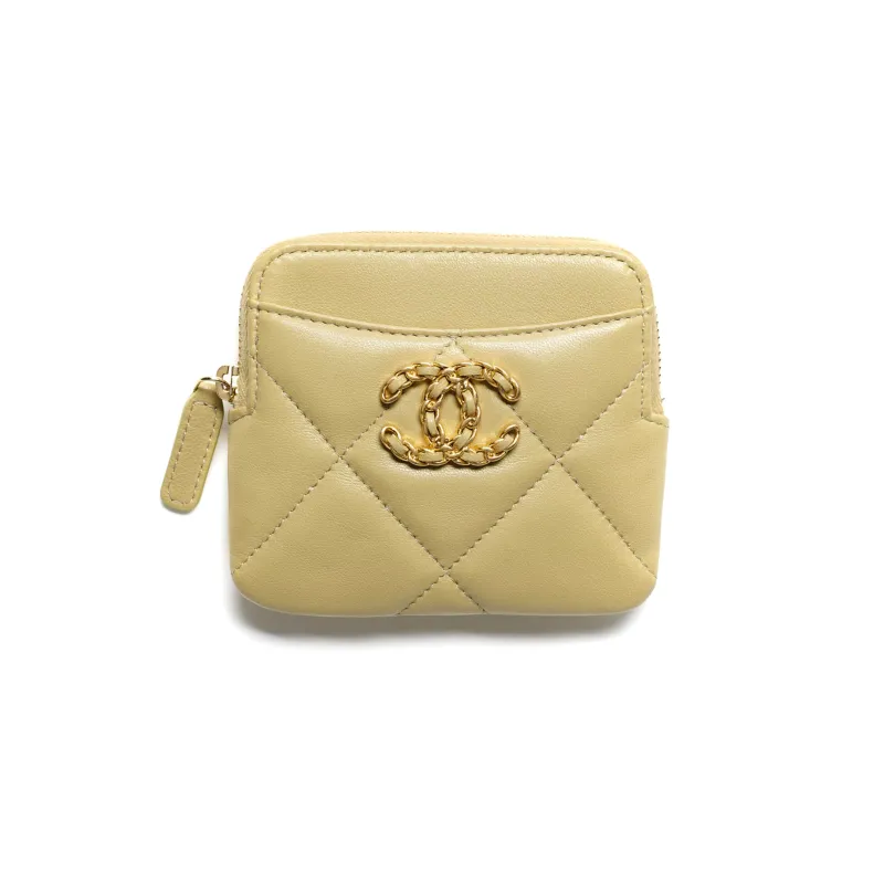CHANEL 19Bag22K Fall And Winter Lambskin Coin Purse Women's Light Green-0