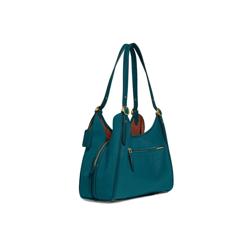 COACH Lori Soft Grain Leather With Suede Shoulder Bag, Handbag, Shoulder Bag Women's Blue-1