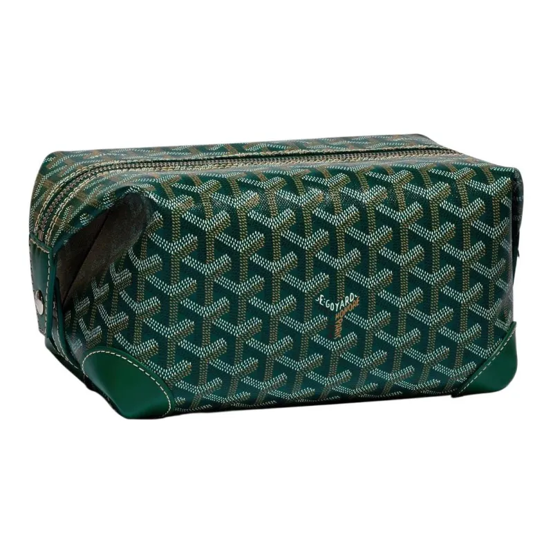 GOYARD Canvas With Heifer Skin Travel Bag Toiletry Bag Unisex Green-1