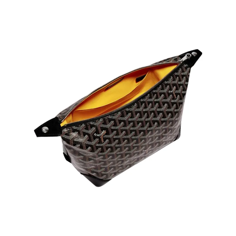 GOYARD Canvas With Heifer Skin Travel Bag Toiletry Bag Regular Unisex Black-2