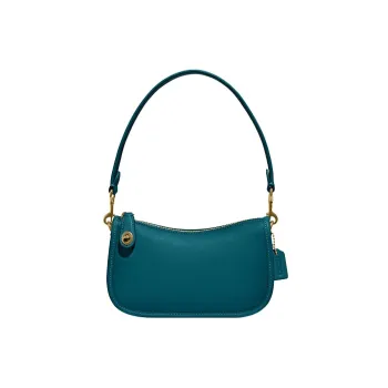 COACH Swinger Leather Shoulder Bag, Pochette, Handbag Women's Lake Green
