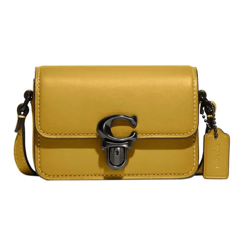 COACH Studio Cow Leather Patchwork Shoulder Bag Crossbody Bag Small Size Women's Light Yellow