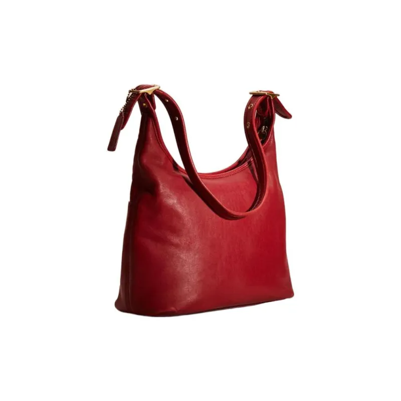 COACH Leather Hobo Bag, Shoulder Bag, Crossbody Bag Tubas Women's Red-1