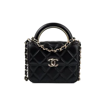 CHANEL Classic Flap CF Lambskin Handbag Shoulder Bag Crossbody Bag Extra Mini Women's Black