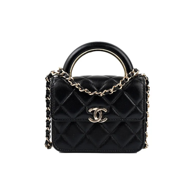CHANEL Classic Flap CF Lambskin Handbag, Shoulder Bag, Crossbody Bag Extra Mini Women's Black-0