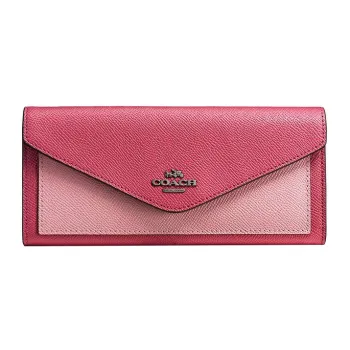 COACH Soft Wallet Soft Leather Clutches Wallets Medium Size Women's Pink Multicolor