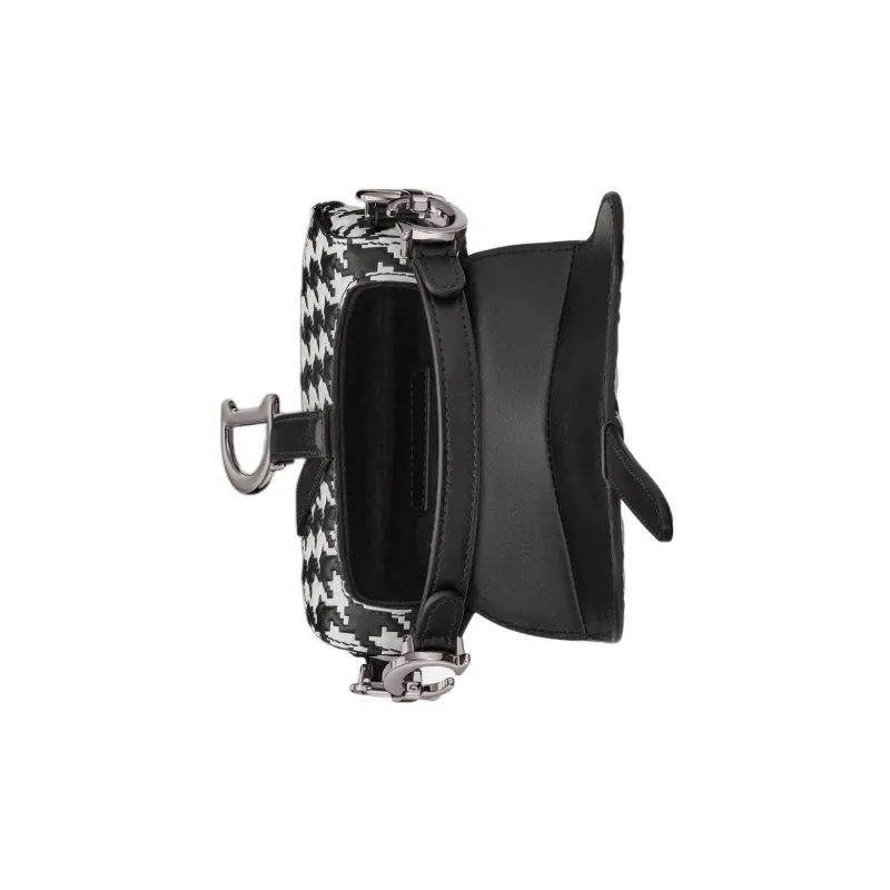DIOR Cow Leather Saddle Bag Shoulder Bag Crossbody Bag Handbag Extra Mini Women's Black/White-3