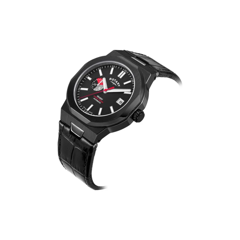 ROTARY Wrist Watch Automatic Mechanical Movement Genuine Leather Strap Black Dial Men's Watches-16