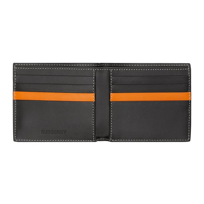 Burberry Cow Leather Wallet Men's Black/Orange-3