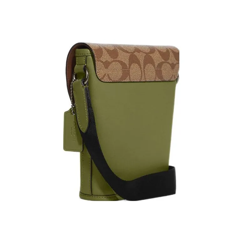 COACH Track Coated Canvas With Smooth Calfskin Shoulder Bag, Crossbody Bag Men's Khaki & Jasper-1
