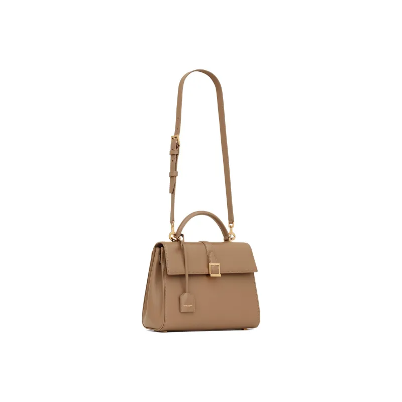 SAINT LAURENT Shiny Cow Leather Shoulder Bag Crossbody Bag Handbag Small Size Women's Taupe-2