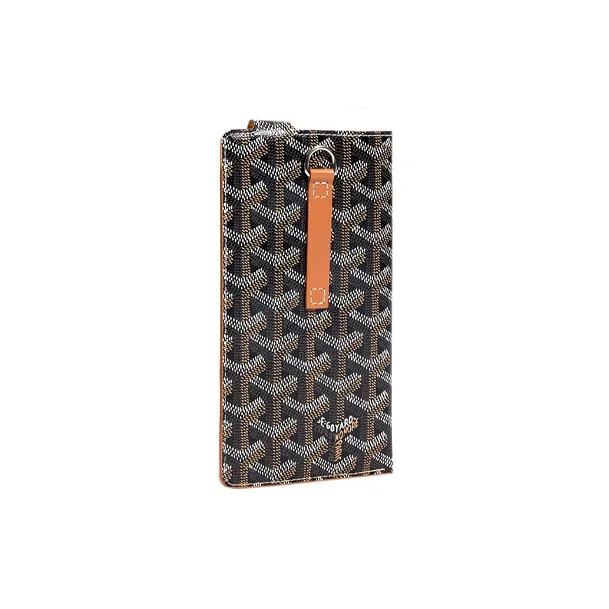 GOYARD Montmartre Canvas With Leather Cell Phone Pouch Large Size Unisex Black & Tan-3