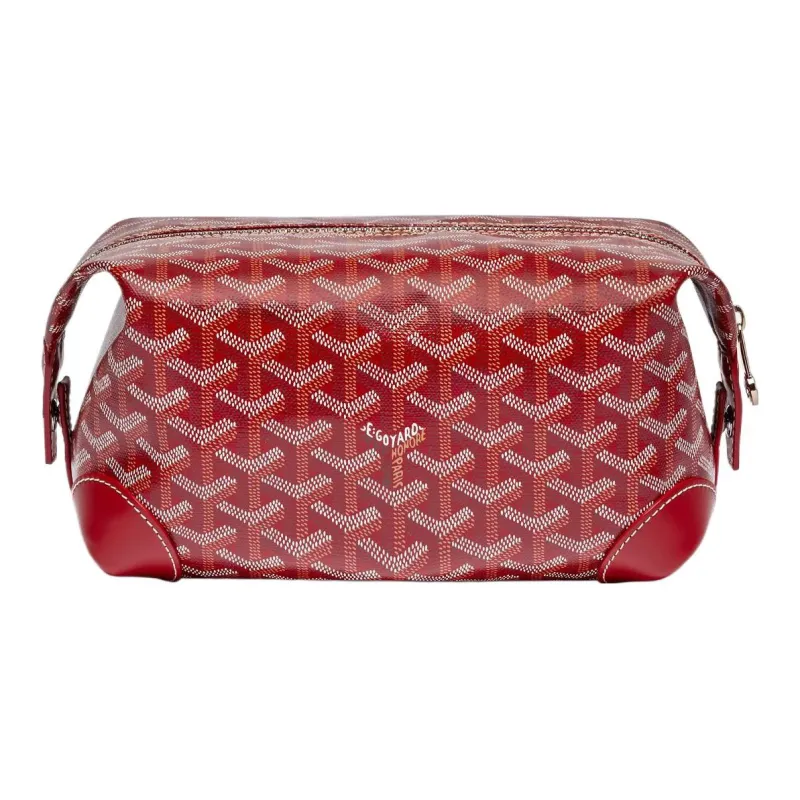 GOYARD Canvas With Heifer Skin Travel Bag Toiletry Bag Unisex Red-0
