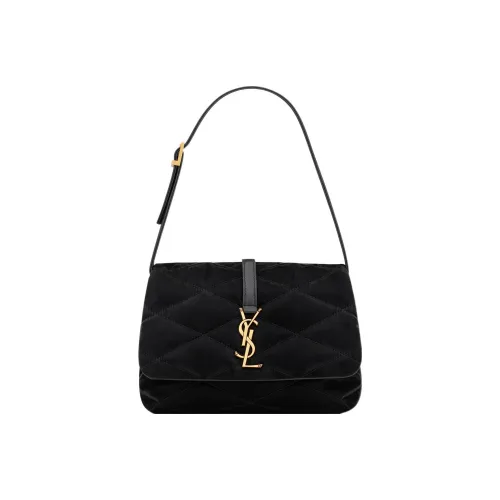 SAINT LAURENT Lacquered Finish Canvas With Lambskin Shoulder Bag Handbag Shoulder Bag Women's Black