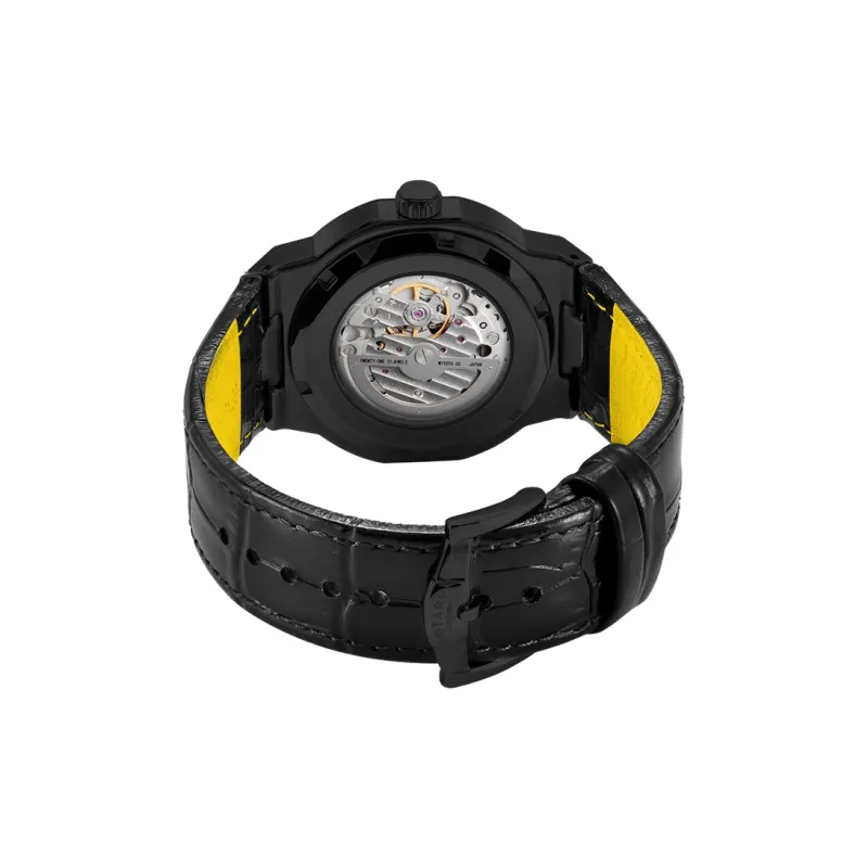 ROTARY Wrist Watch Automatic Mechanical Movement Genuine Leather Strap Black Dial Men's Watches-25