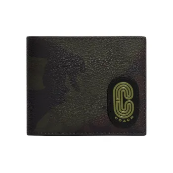 COACH 3 IN 1 Wallet Signature Coated Canvas With Refined Calfskin Card Holder, Wallet Men's Army Green