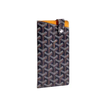 GOYARD Montmartre Canvas With Leather Cell Phone Pouch Large Size Unisex Marine Blue