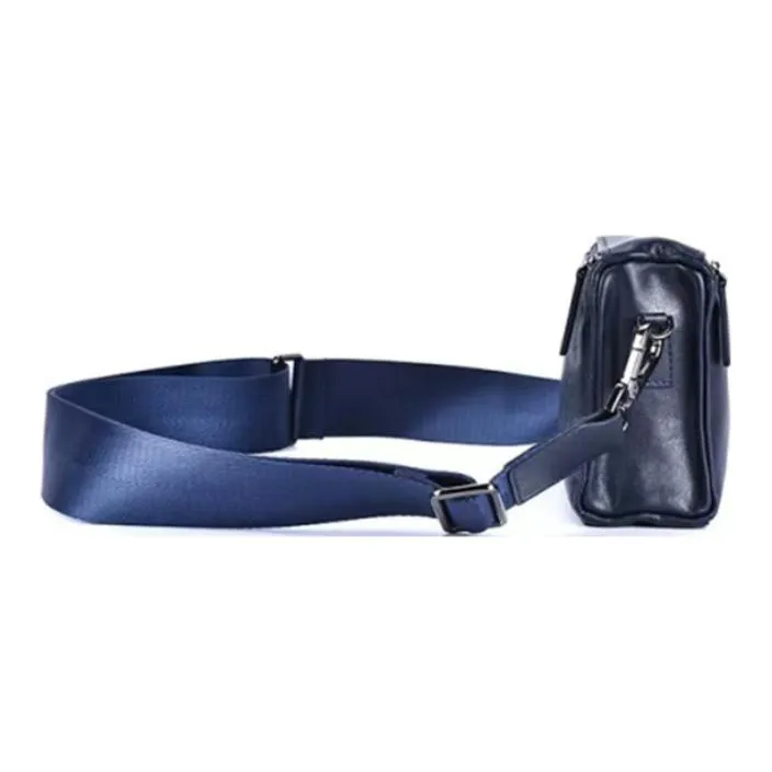 Hush Puppies Top Grain Cow Leather Small Square Bag Handheld Crossbody Bag Shoulder Bag Medium Size Men's Black-6