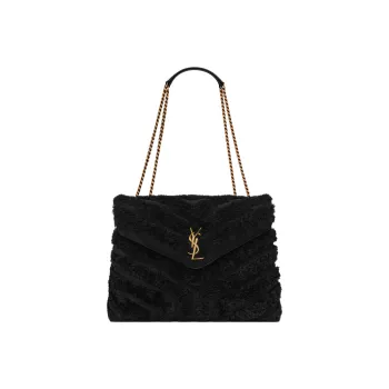SAINT LAURENT LOULOU Calfskin With Sheepskin Suede Handbag Shoulder Bag Women's Black