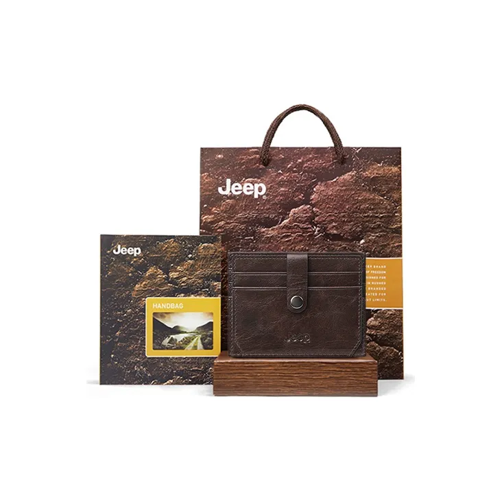 Jeep Cow Leather Card Holder Regular Men's Black-1