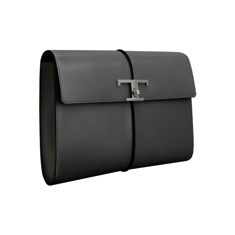 TOD'S Leather Clutch Small Size Men's Black-1