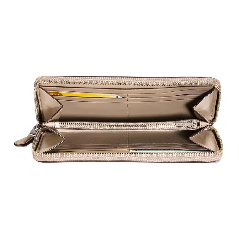 COACH Accordion Zip Leather Wallet Small Size Women's Apricot-1