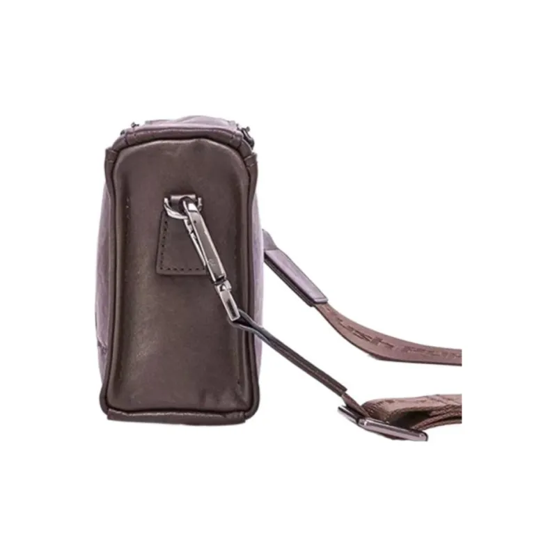 Hush Puppies Top Grain Cow Leather Small Square Bag Handheld Crossbody Bag Shoulder Bag Medium Size Men's Black-9
