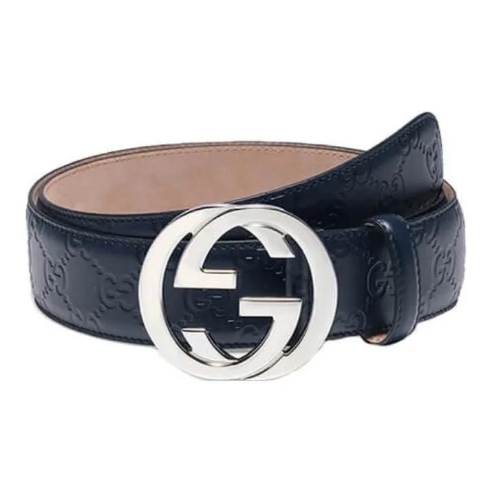 GUCCI Double G Classic Smooth Buckle Leather Belt Men's Width 4cm-2