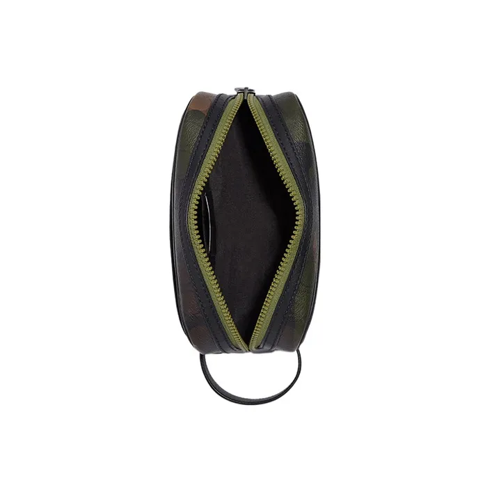 COACH Travel Kit Signature Coated Canvas With Smooth Calfskin Travel Bag Clutch Small Size Women's Army Green-3