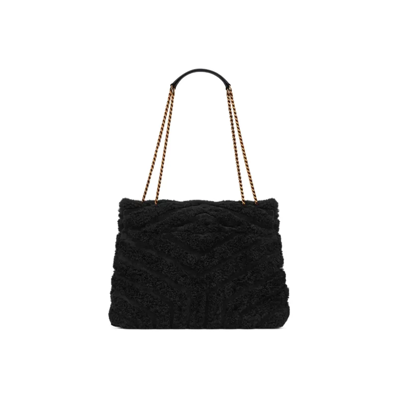 SAINT LAURENT LOULOU Calfskin With Sheepskin Suede Handbag Shoulder Bag Women's Black-1