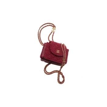 CHANEL Wool Twill Soft Woolen Tweed Clutch, Shoulder Bag, Crossbody Bag Women's Red