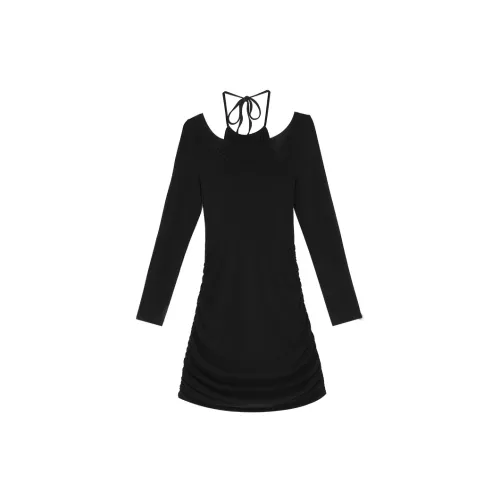 BSEVENI Long-Sleeved Dresses Women's Black