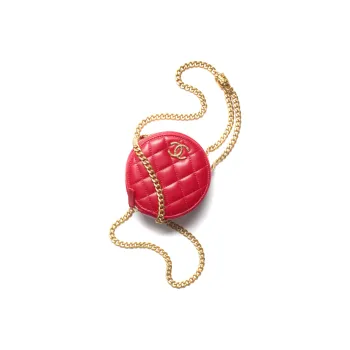 CHANEL 22K Autumn And Winter Sheepskin Evening Bag, Round Bag, One Shoulder Crossbody Clutch Regular Women's Red