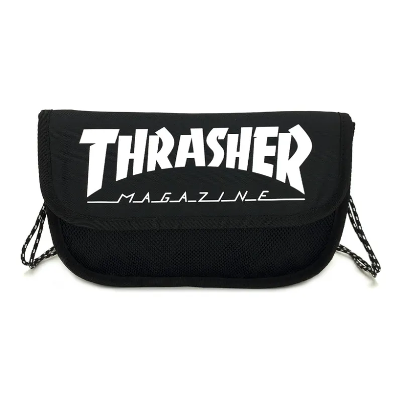 Thrasher Polyester Crossbody Bag Regular Unisex Black White-0