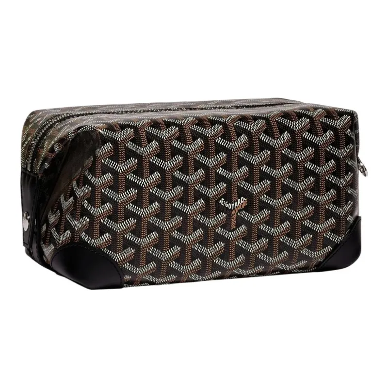 GOYARD Canvas With Heifer Skin Travel Bag Toiletry Bag Regular Unisex Black-1